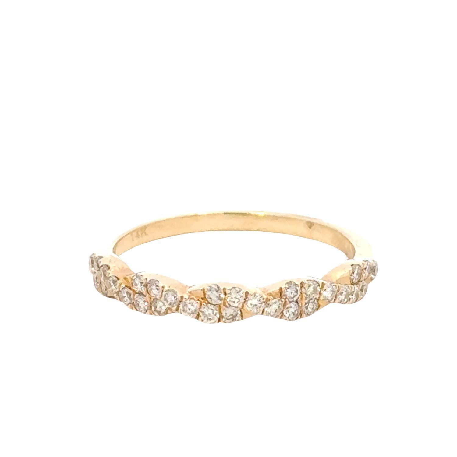 New Aamiaa 0.35 Carat Natural Diamond Cluster Twist Band Ring - Size 6.5 In 14k